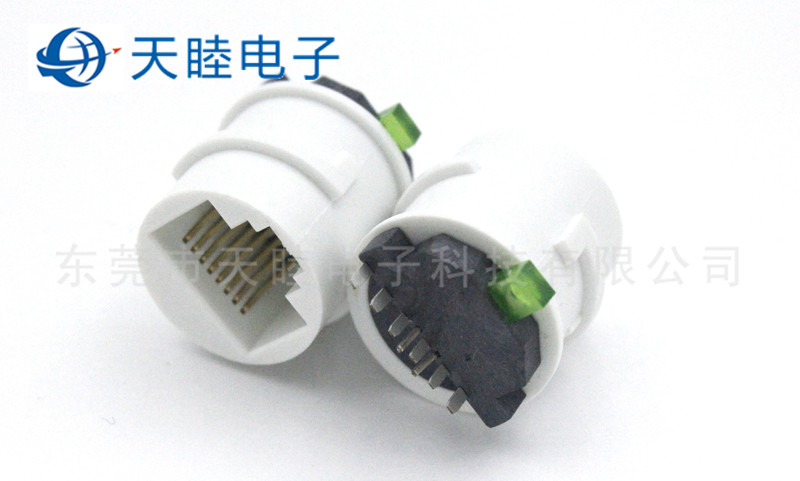 戶外帶燈RJ45連接器 8P6C防水母座 正負(fù)極集成