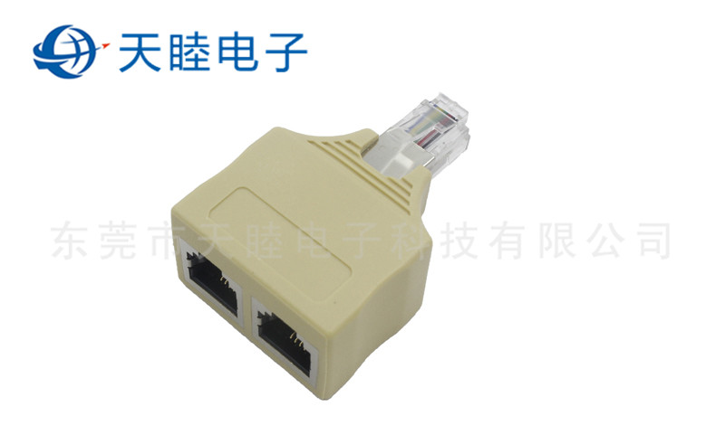 RJ11連接器 4PIN帶屏蔽米黃牛角頭高清圖片