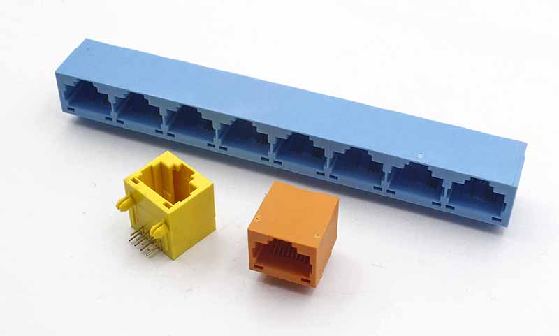 RJ45 8P8C網(wǎng)絡(luò)連接器母座 90度直插角窗口朝上