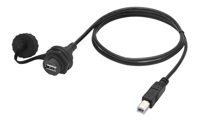 USB-B公轉USB-A公2.0 帶防塵蓋 防水帶硅膠圈轉接線延長線